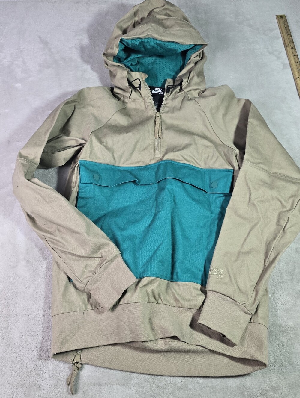 Nike Sb Everett Anorak Pullover Jacket Khaki Teal Sz Xs